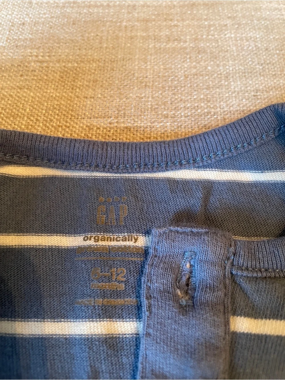 GAP Navy and White Striped Footie One-Piece